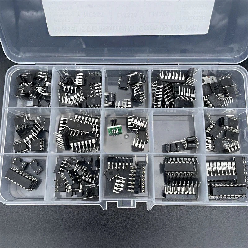 XL IC Chip Assortment 150pcs Oscillator PC817 NE555 LM358 LM324 LM393 TDA2030 NE5532 IC Chip Sorting Operational Amplifier