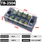 TB1503 TB2503 TB4512 Screw Terminal Block Barrier Strip 15A 25A 45A Wire Connector with Flame Retardant PC Cover for DIN Rail