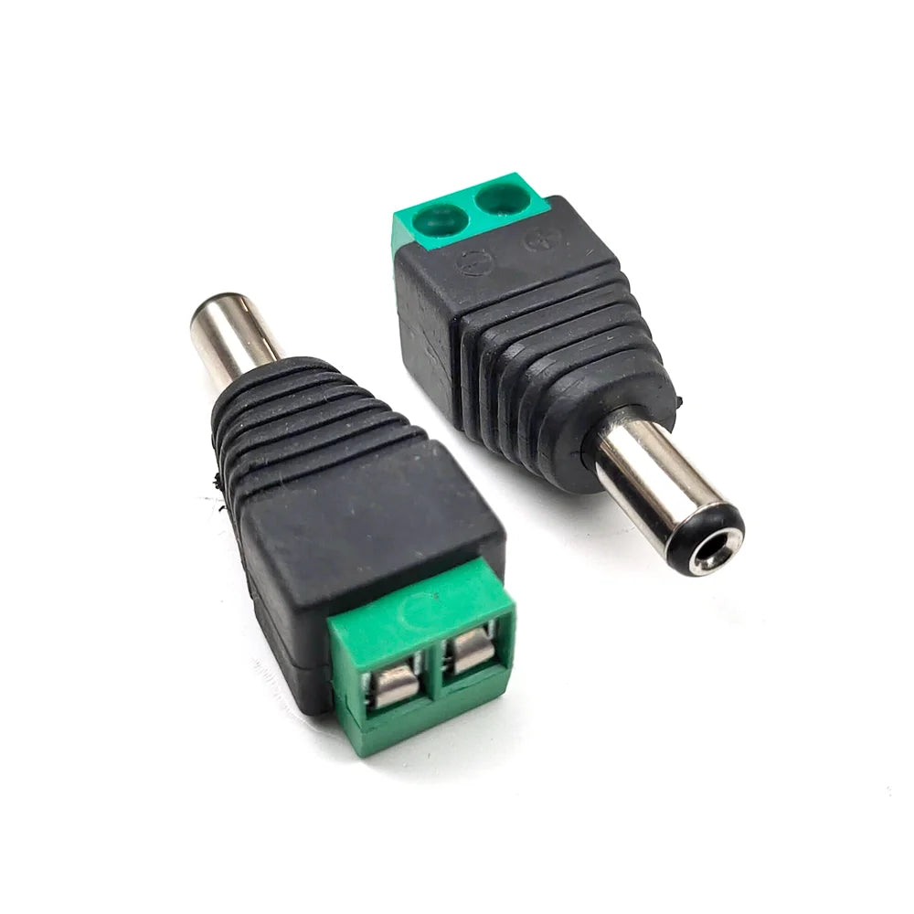 2/5/10PC DC 12V Male Female RCA BNC Connectors 5.5*2.1/2.5mm Welding-Free Power DC Plug Adapter Jack Socket For LED CCTV Camera
