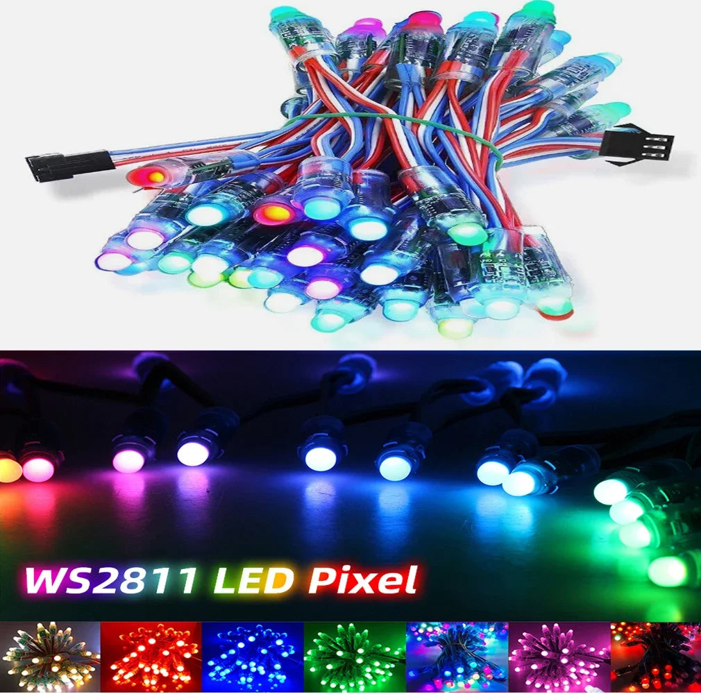 2026 50pcs WS2811 2811 IC RGB Full Color 12mm Pixels Digital Addressable 5V Dream Color LED Pixels Module IP68 Waterproof Light