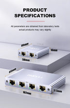 ROVLL Gigabit 1000Mbps RJ45 Ethernet Network Splitter 1 to 4 LAN Adapter Connector for PC Laptop TV Router Network Cable
