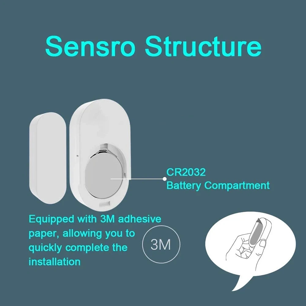 Tuya Zigbee 3.0 Smart Door Sensor Magnetic Window Entry Security Alarm for Z2M Smart Life Alexa Google Home for Home Security