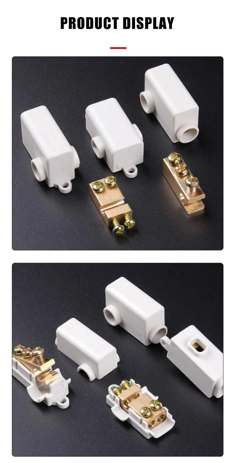T‑Type Wire Connector ZK Terminal Splitter I-type Brass Clamp Electrical Wire Junction Box for Household Lighting Socket Wiring
