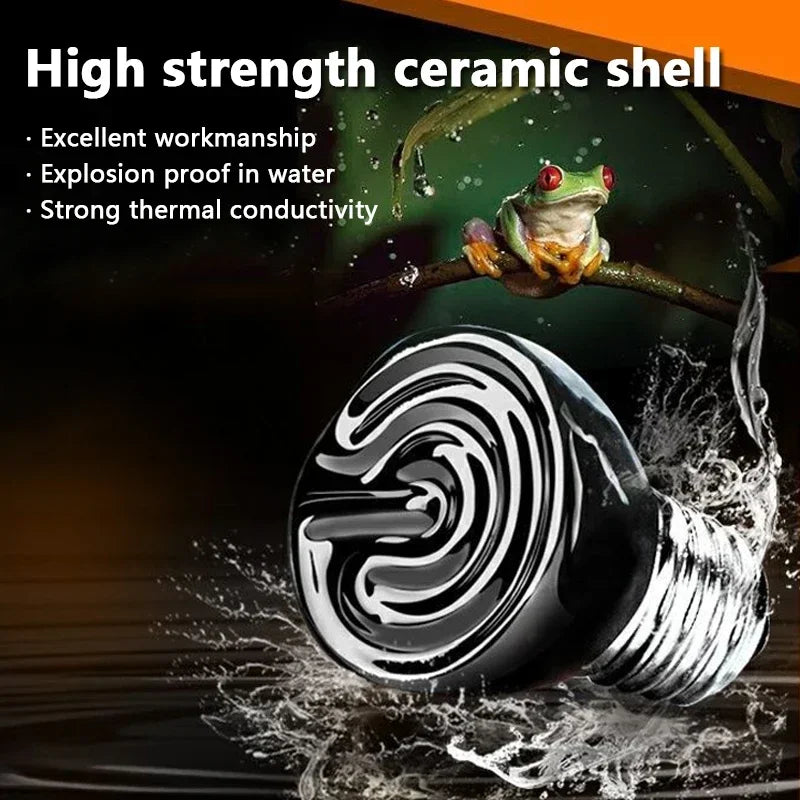 Reptile Ceramic Heat Emitter Mini Black Infrared Lamp 25W/50W/75W/100W For Lizard Snake Bearded Dragon Brooder Chickens Pet