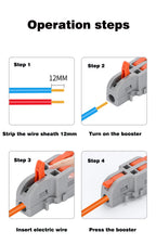 Fast Universal Compact Conductor Junction Box Spring Splice Terminal Block Push-in Wire Connector Cable Splitter 1 in 3/4 out