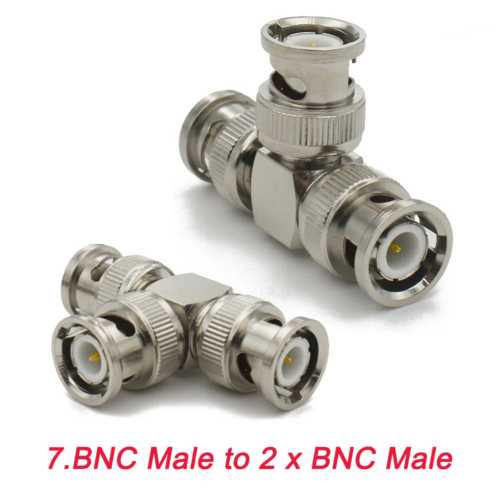 1pc/lot BNC Q9 Adapter BNC Male To BNC Double Male Female 90 Degree Straight Tee Shape RF Coaxial Connector 3way 4way Splitter