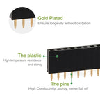 2 3 4 5 6 8 10 12 15 20 40 Female Pin Header Socket Gold Plated Solderless Single Row 2.54mm 2.54 mm 4pin 20pin 40pin Connector