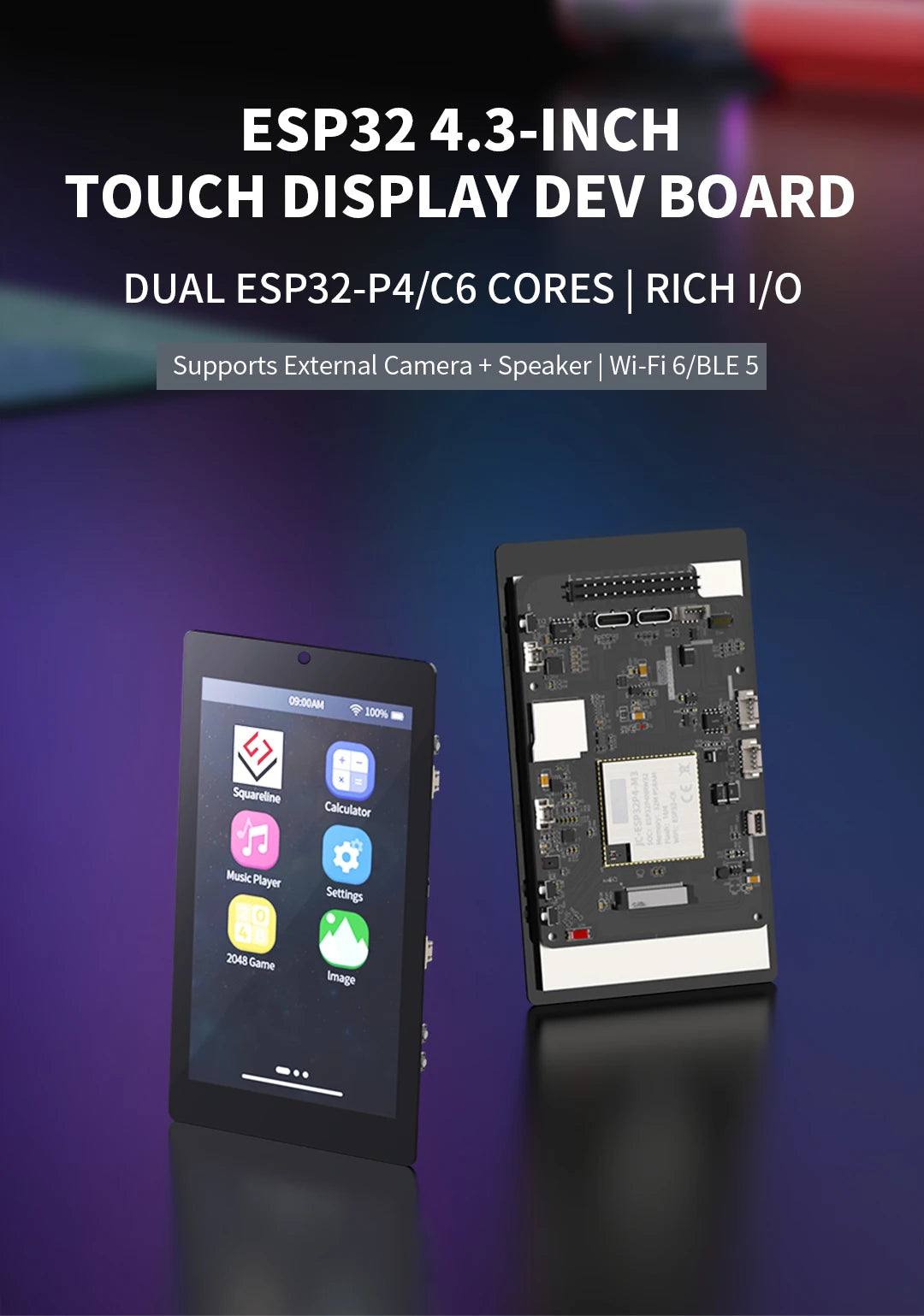 ESP32-P4 ESP32-C6 Development Board 4.3 Inch IPS Capacitive Touch Screen TFT LCD Display with Camera for IoT Smart Home DIY