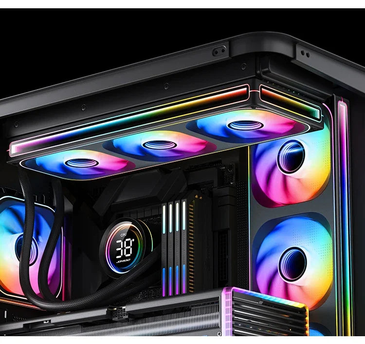 Jonsbo ZB-120/240/360 ARGB Computer case fan,4 sides Infinity Mirror lighting effect/28MM thickness integrated cooling fan