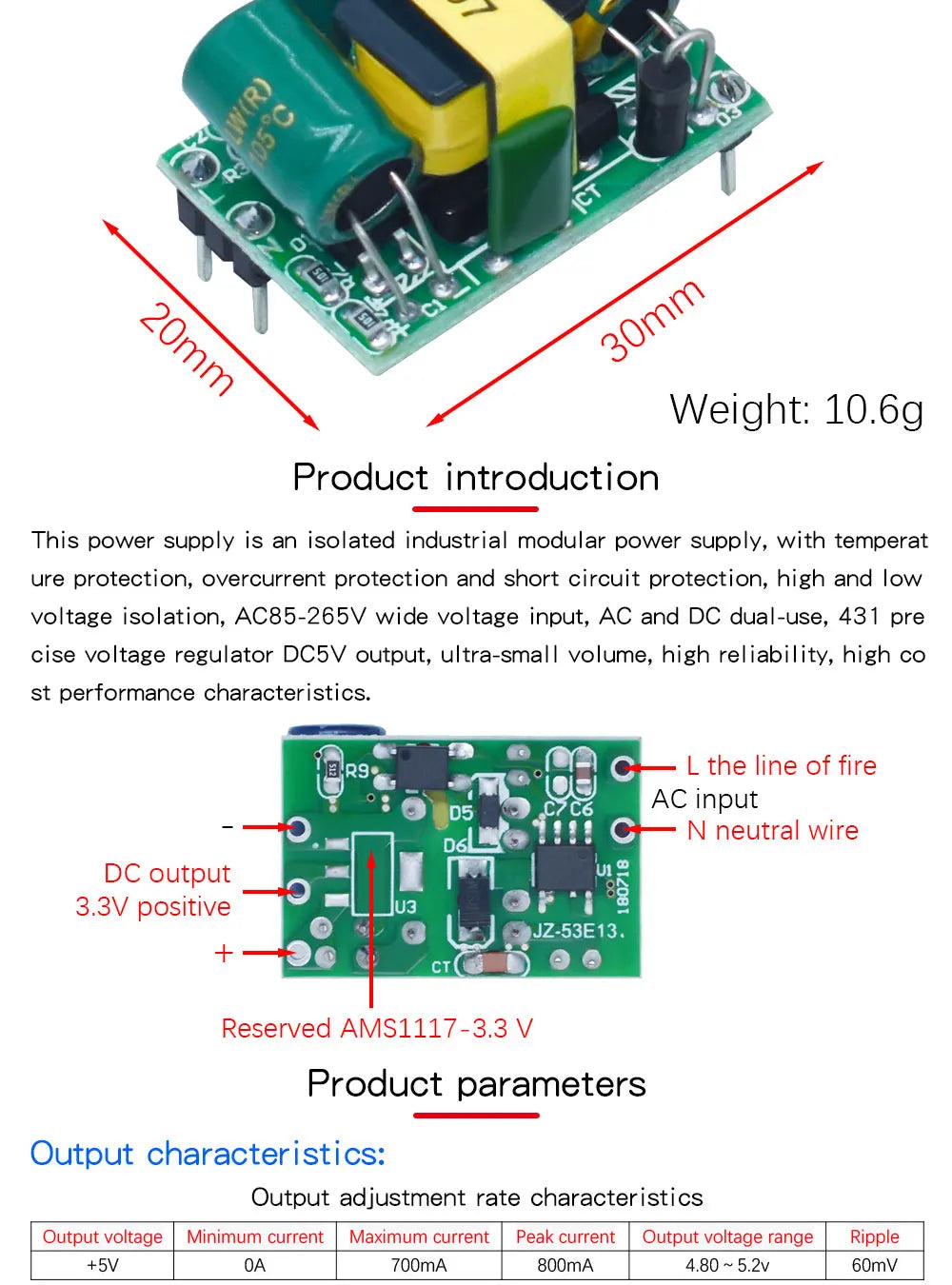 AC-DC 3.3V/5V/12V Precision Buck Converter AC 220v to 5v DC step down Transformer power supply module 1A 12W