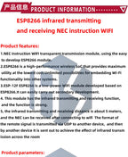 ESP8266 Wi-Fi  IR Transceiver Development Board | ESP-12F Module with NEC Protocol Support  Type-C Interface for IoT