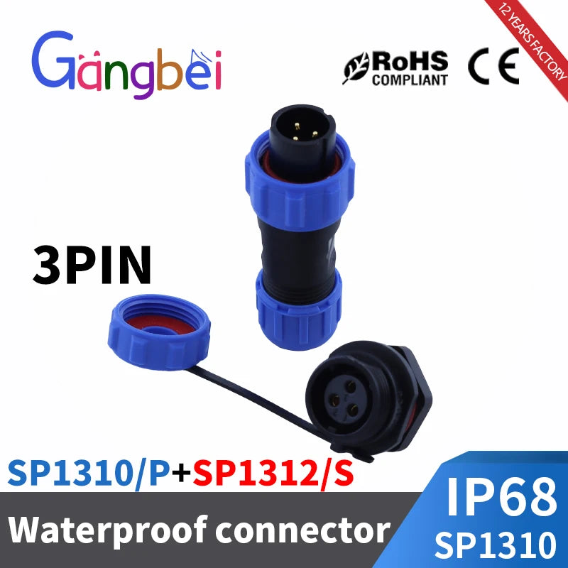 SP13 Waterproof Connector Male Plug & Female Socket Panel Mount Wire Cable Connector Aviation Plug IP68 2/3/4/5/6/7/9 Pin GBDQA