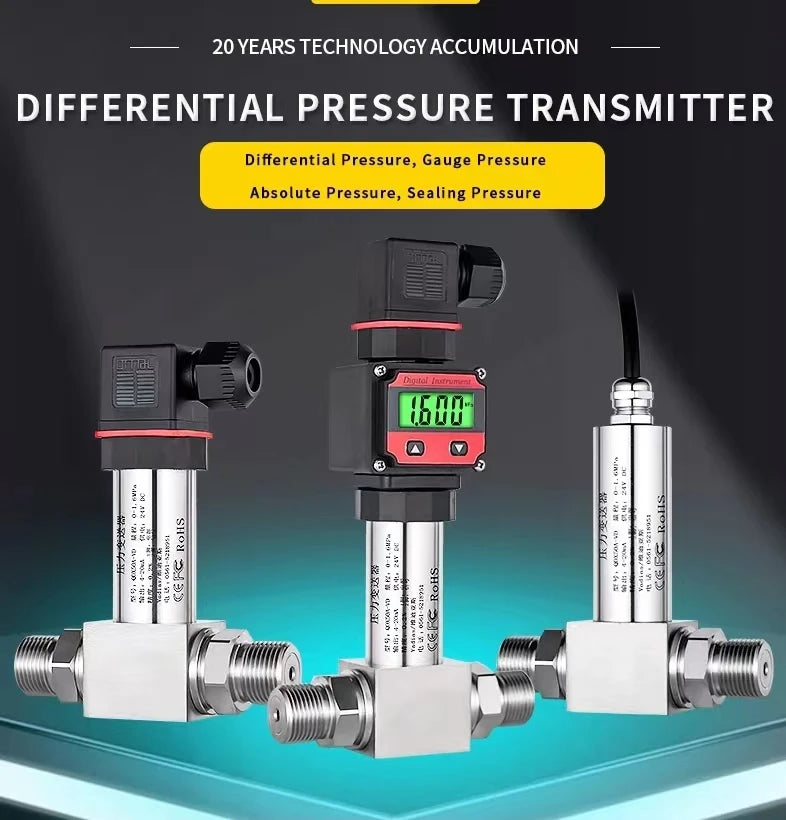 LCD Digital Differential Pressure Transmitter 4-20mA 0-10V RS485 Diffusion Silicon Integrated Pressure Difference Sensor