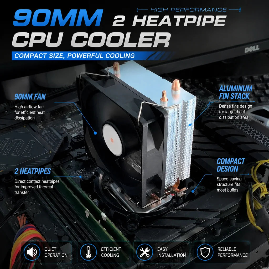X99 CPU Air Cooler 3PIN/4PIN PC 90MM Silent Cooling Fan For Intel LGA 1151 1155 1200 1700 2011 X79 AMD AM4 AM5 Ventilador