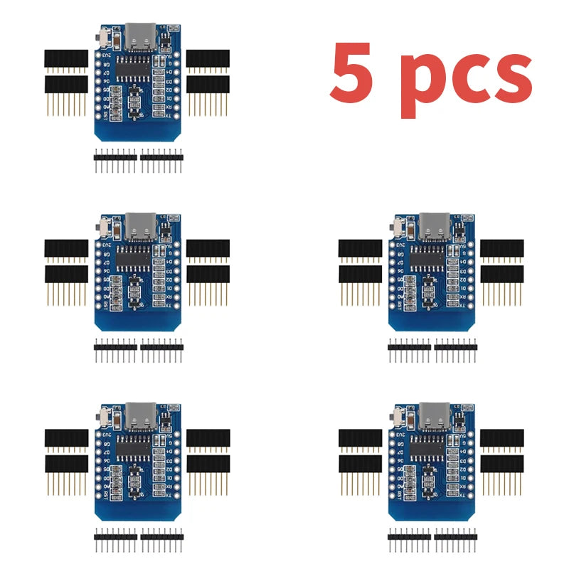ESP8266 NodeMCU D1 Mini WiFi Dev Board Type-C CH340C 4MB Flash Compatible with Arduino IDE for IoT Smart Home Power Bank Wemos