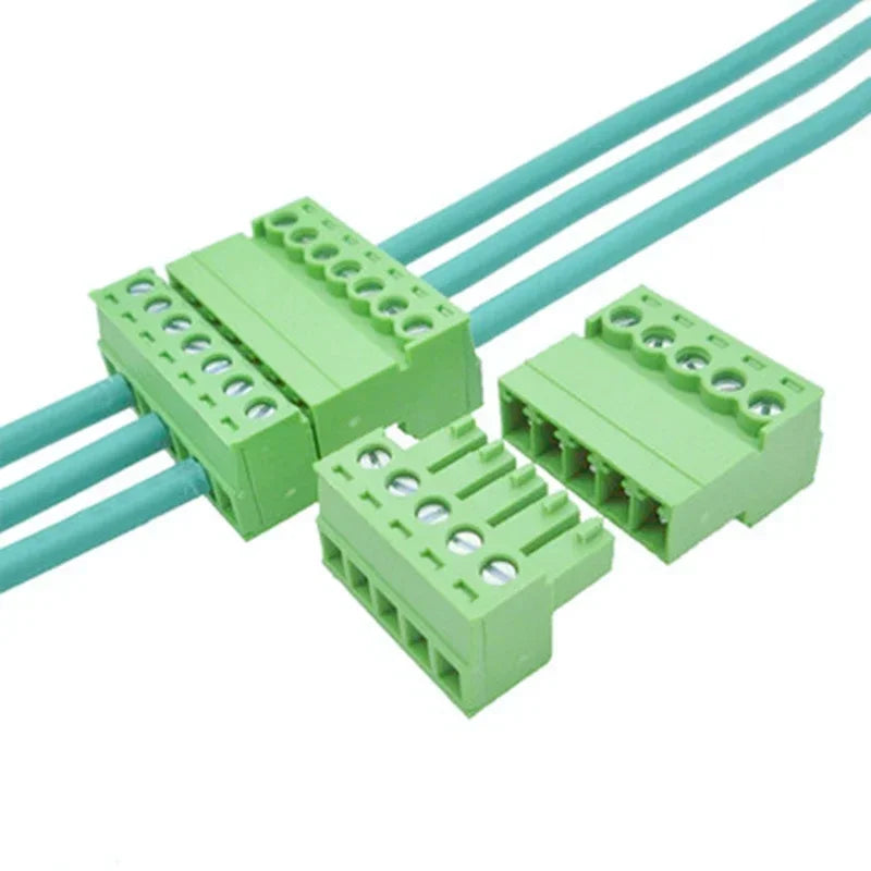 5Sets Solderless Docking Type 2EDG 3.81MM Screw Terminal Block Connector PCB Plug-in Type 2EDG Type Green Terminal Block