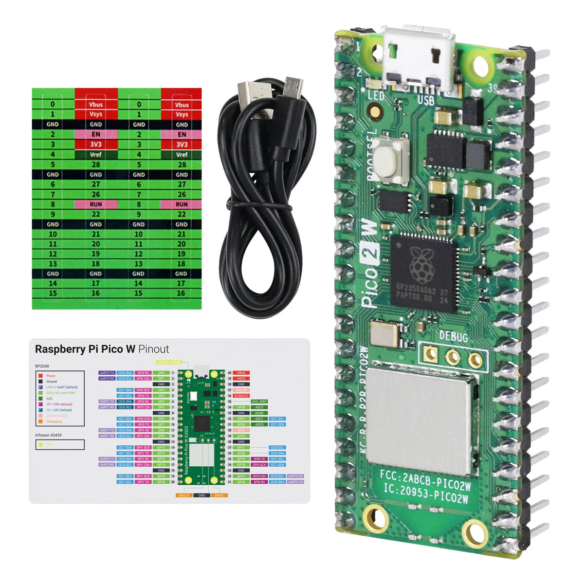 Freenove Raspberry Pi Pico 2 W Pre-Soldered Header, Dual-architecture Dual-core 32-bit 150 MHz, Python C Java, Projects Tutorial