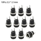 10Pcs DC Power Jack Supply Socket Connector 3.5*1.3/5.5*2.1/5.5*2.5mm DC 2 Terminal 2 Pin Panel Mount Connector Plug Adapter