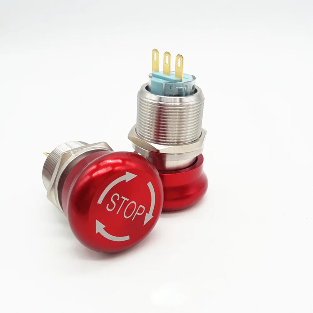 Emergency Stop Buttons E-STOP Power Switch Controller 220v Electrical Outlets NO+NC 16/19/22mm Red Symbol 1NO1NC 2NO2NC Latching