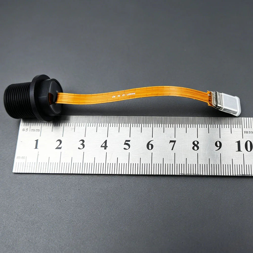 Type-C Threaded FPC Waterproof Plug Snap On Data Connector Industrial Grade USB 3.1 Type C Socket with 10CM/20CM Cable IP68