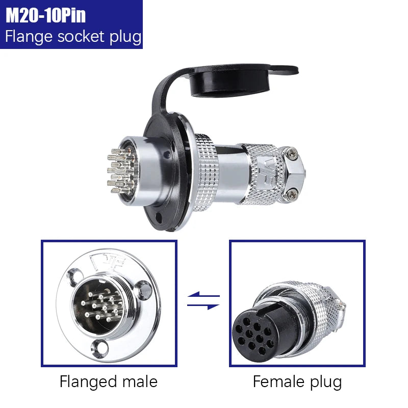 GX20 Flange Butting Type Aviation Plug &Socket 2/3/4/5/6/7/8/9/10/12 Pin Male&Femal Connectors Coppe