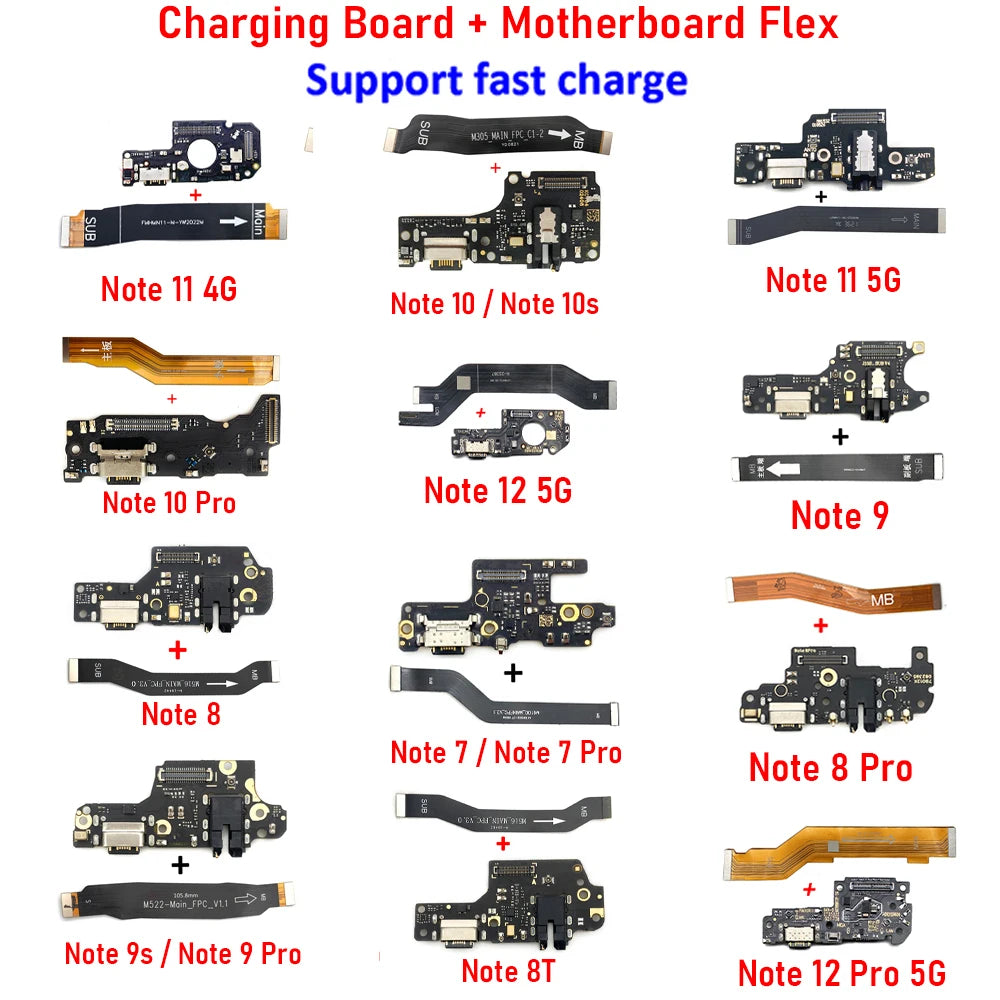 NEW USB Charging Port Dock Board Connector Main FPC Motherboard Flex Cable For Xiaomi Redmi Note 9 10 7 Pro 10S 11 4G 5G 8 fast