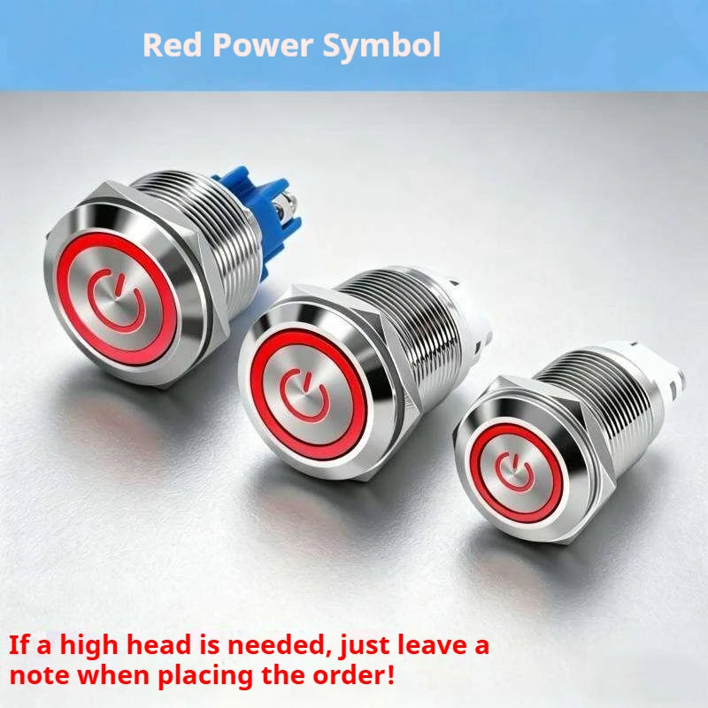16/19/22MM Push Button Switch Screw Terminal Self-locking Latching Momentary Metal Black 12/24/220V Waterproof Power Start Stop