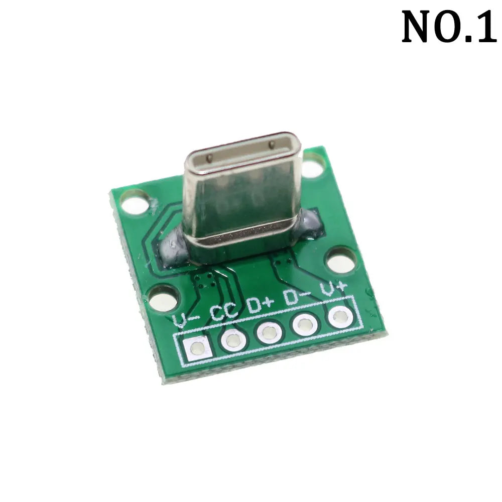 1Pcs USB 3.1 Vertical Straight Plug Double Side Positive Negative Plug Type-C Male/Female Test Board PCB Connector With Pin