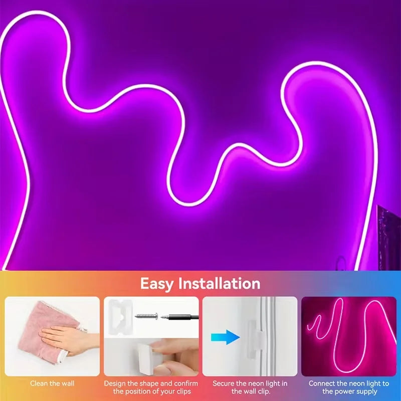 1 Roll of Low-Voltage 5V Flexible Rgb Color-Changing Neon Led Light Strip, USB Interface, with 24-Key Multi-Function Controller, Can Switch Light Colors and Adjust Light Brightness, Used for Gaming, Electric Car Decora