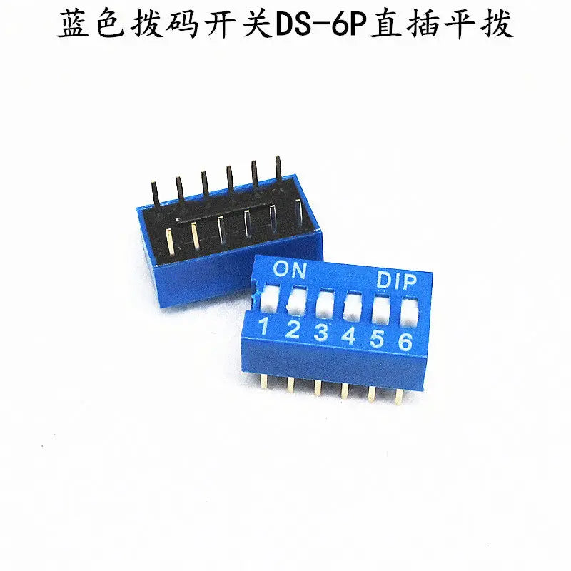 10PCS Red and blue dip switch 1 2 3 4 5 6 7 8 9 10 12PIN toggle switch spacing 2.54mm feet