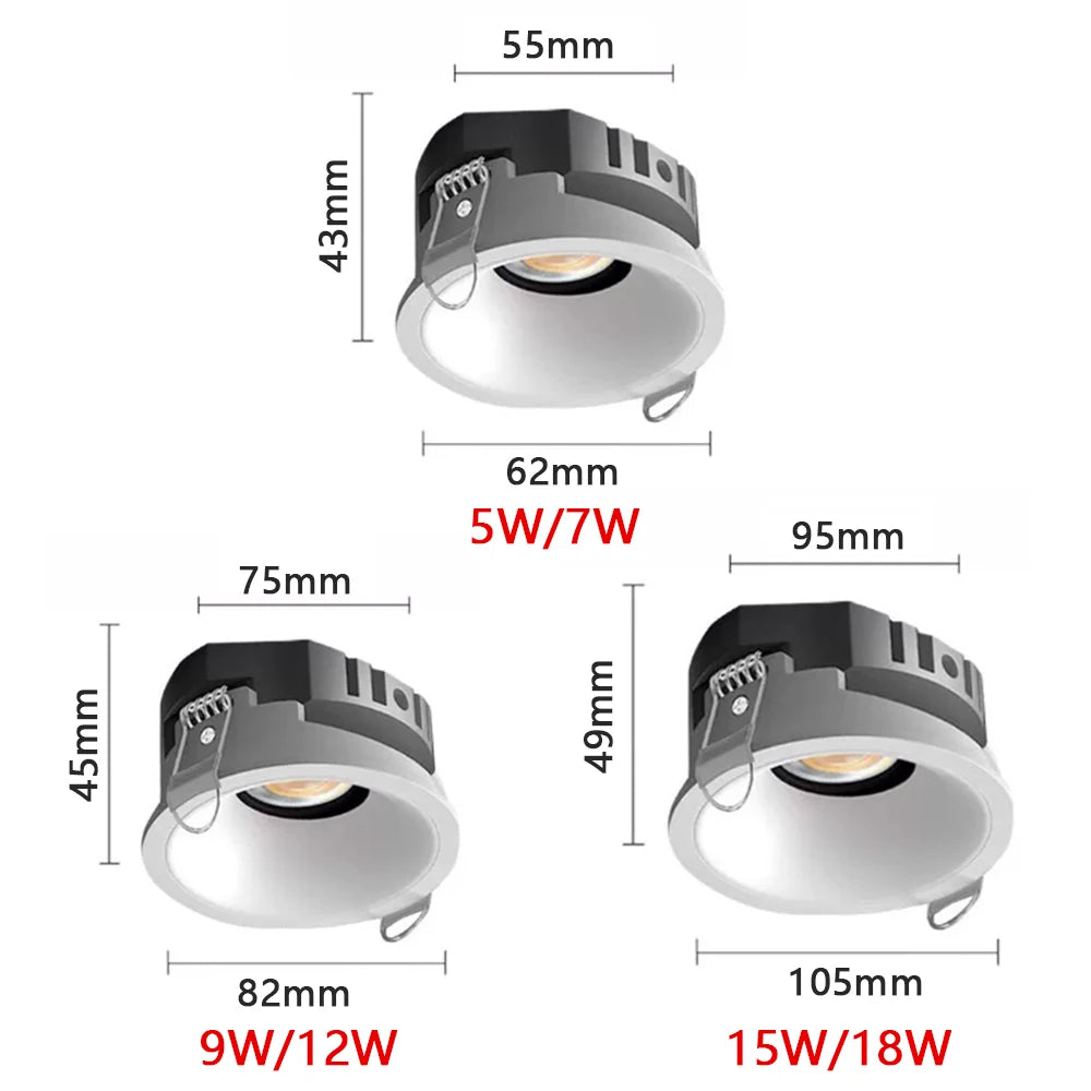 3CCT Tuya Bluetooth/Zigbee Matter Recessed Smart LED COB Spotlight Ultra Thin Anti-glare High CRI 95 Aluminum Ceiling Lamp