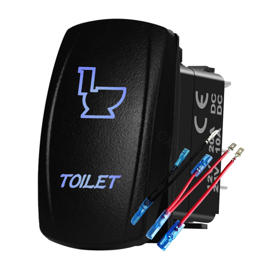 12V 24V Boat Trim Tabs Switch (ON)-OFF-(ON) Momentary Rocker Switch Waterproof Blue Light ON-OFF Toggle Switch With Harness