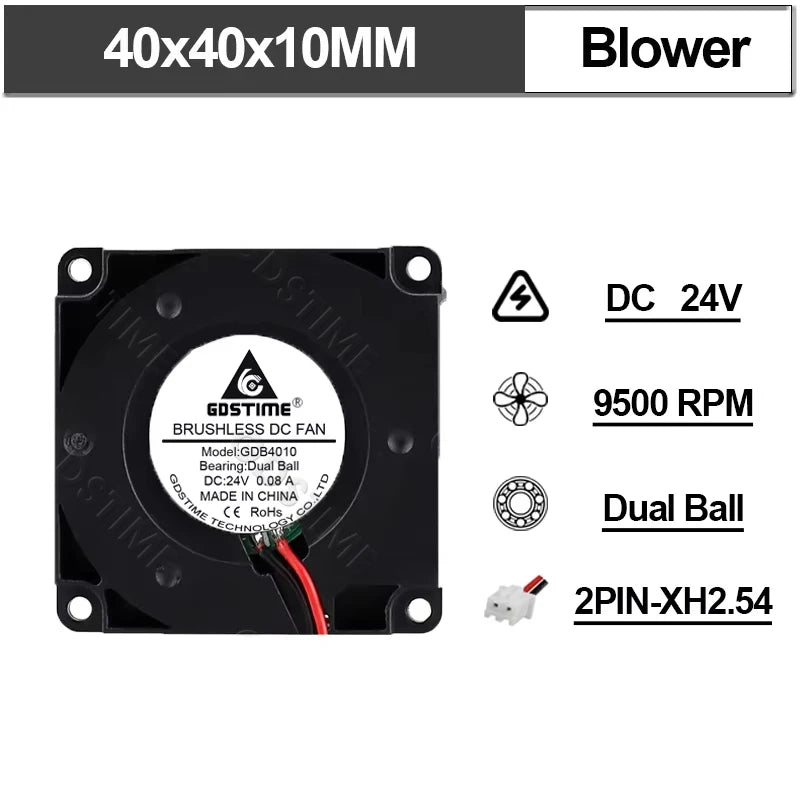 Gdstime Brushless Turbo Fan 24V Dual Ball 30mm 40mm 50mm For 3D Printer Fan DC Blower Cooling Fan 3010 4010 4020 5015 Clooer