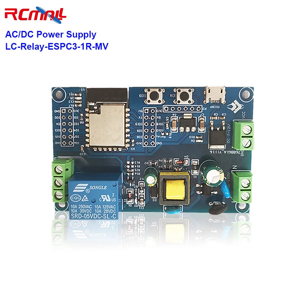 AC/DC Power Supply ESP32 WIFI Blue-tooth BLE 1-channel Relay Module ESP32 C3 Development Board ESP32-C3/ESP-C3-12F