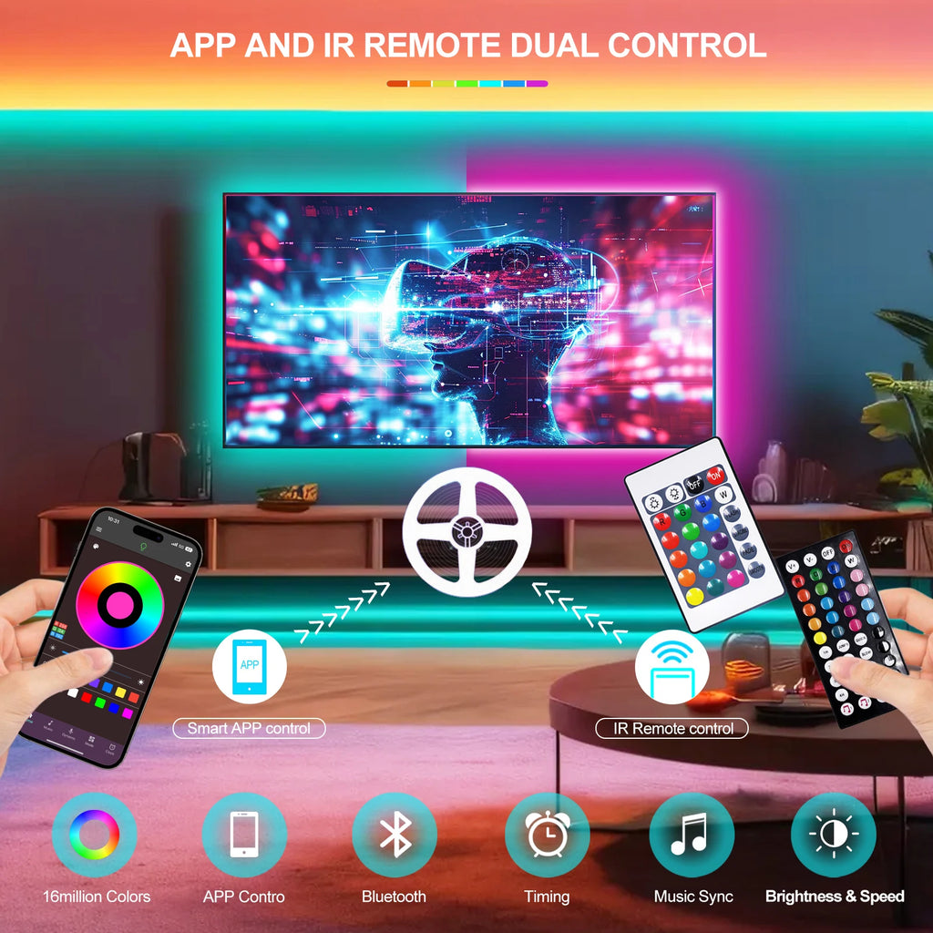 5V RGB COB LED Strip 576LEDs/m Bluetooh App IR Remote Control USB RGB LED Strip Flexible Tape for TV Backlight Room Decoration