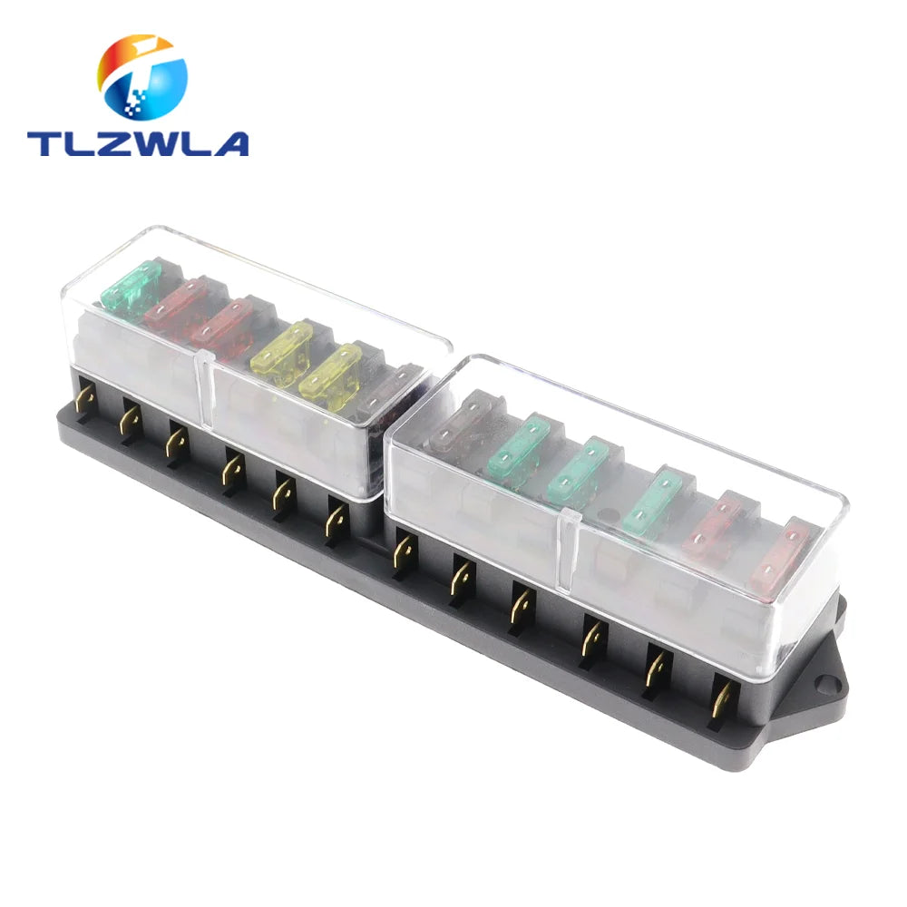 4/6/8/12 Way Car Fuse Box Car Fuse Holder Car Truck Auto Blade Fuse Box with 4/6/8/12 Fuses for 12V 24V ATO Standard Circuit