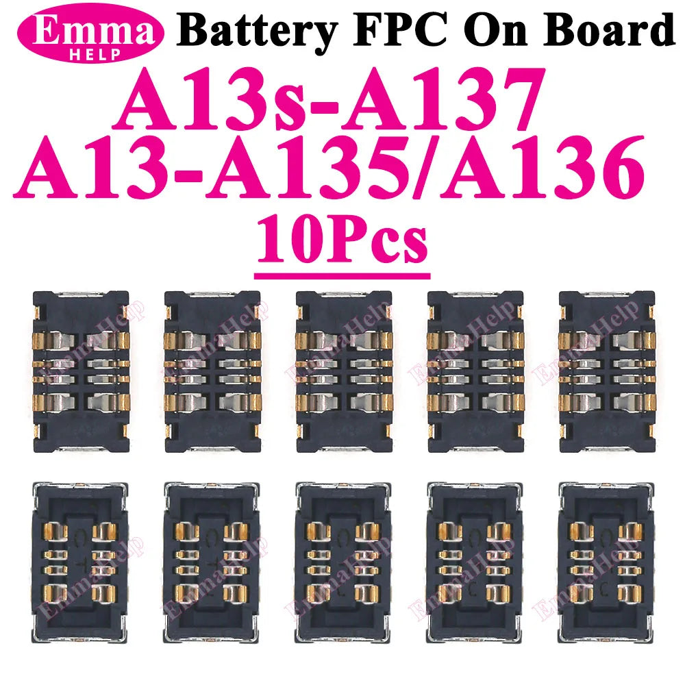 10Pcs Inner Battery FPC Connector Cilp Contact Plug For samsung A06 A55 A35 A54 A34 A33 A73 A13 A15 A16 Connector Plug On Board