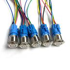 5 pcs Metal Push Button Switch 12v 16mm 19mm 22mm Ring Lamp Power Symbol Waterproof LED Light Self Lock Reset with Connector 220