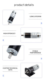 Planetary Reduction Motor 42GP-775 High Torque 12V/24V Can Rotate Forward and Reverse 8PRM~1600PRM, Maximum Torque 253KG.CM