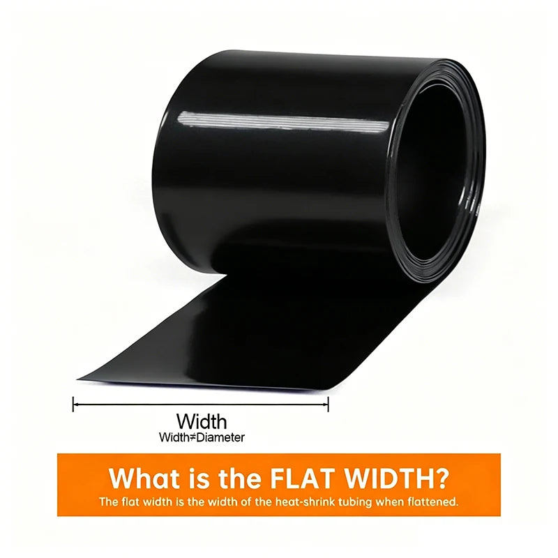 1/5m PVC Heat Shrink Tube Width 50mm ~ 500mm Black 18650 Lipo Battery Pack Insulated Cable Sleeve Protection Battery Film Wrap