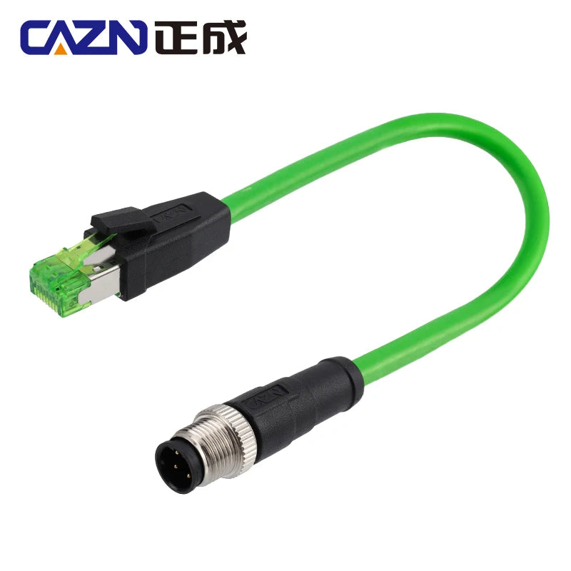 M12 Connector 4 Pin D Code Male to RJ45 Waterproof Ethernet Connector Industrial Ethernet Ethercat