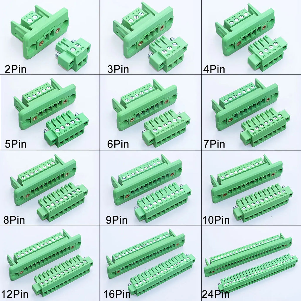 1Set Pitch 3.81mm 2P/3P/4P/5P/6P/7P/8P/9P/10P/12P/16P Pluggable Terminal Block Connector Wall Through Non Welding Plug 15EDGWC