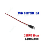 5.5 2.1mm Male Female DC Power Pigtail Connector Cable 12V 5A DC Barrel Plug Terminals for LED Strips CCTV Camera Power Adapter