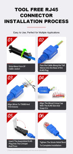 ROVLL Tool-Free RJ45 Connector Cat6 UTP 1000Mbps LAN Ethernet Plug Easy Termination Modular Plug No Crimp Network Cable 1PCS