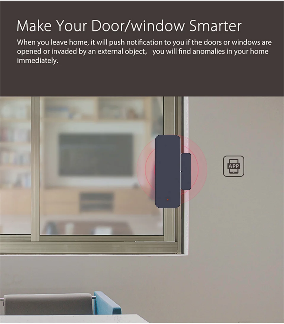 Tuya Wifi Door Sensor Window Entry Sensor Security Burglar Magnetic Sensor Alarm Smart Life Work With Alexa Google Home