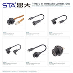 Type-C 3.1/USB A IP68 Waterproof Circular Connector Male to Female Aviation Plug 20Gbit/s PD60W Outdoor Fast Data Charging Cable