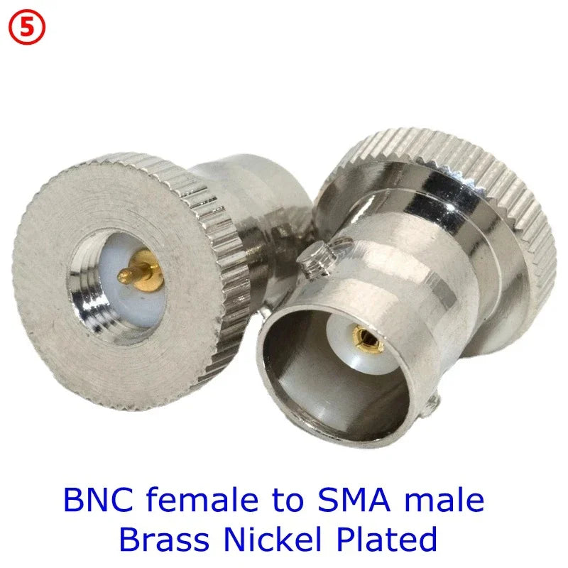 2PCS SMA To BNC Q9  Male Female Disc RF Adapter Center Flange&Bulkhead Connector 50ohm Wire Terminals Brass Nickel Plating