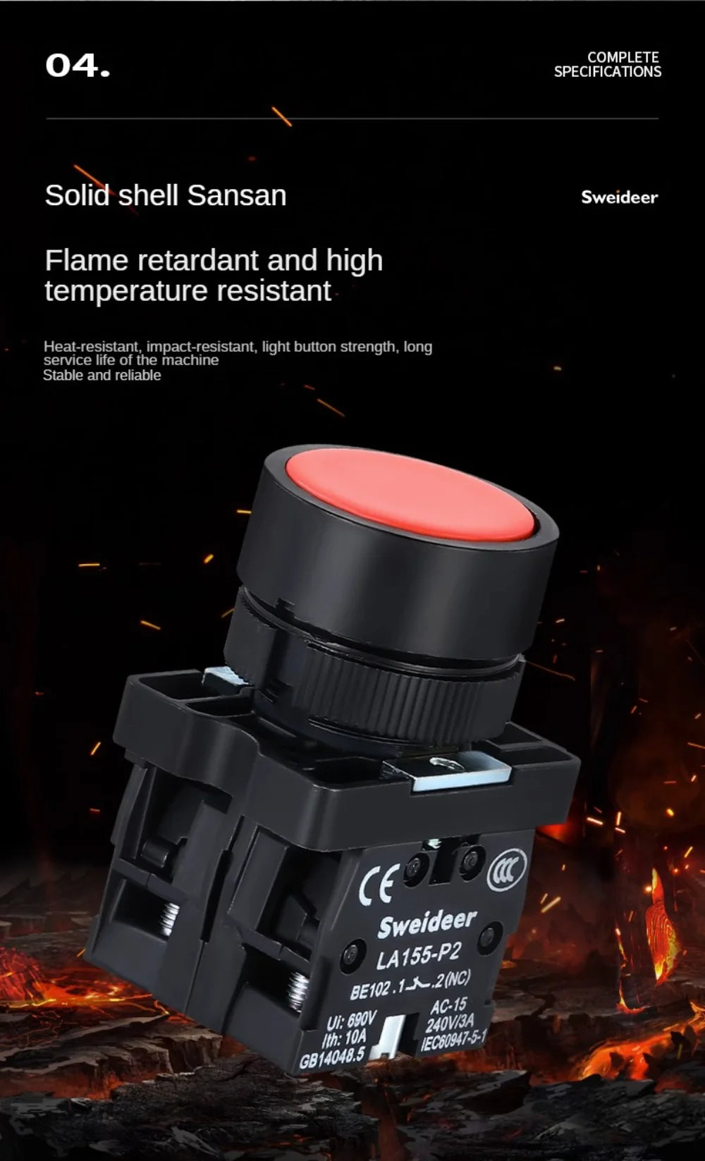 22mm Push Button Switch Momentary Reset ON OFF 12V/220V/48V/24V Black NC NO Power Button for Electrical Industrial Panelboard