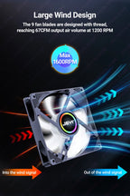 JEYI 120mm PC ARGB Cooling Fan AURA SYNC RGB Computer Fans Ultra Silent Heatsink Ventilador with 4PIN PWM and 5V 3PIN ARGB Port