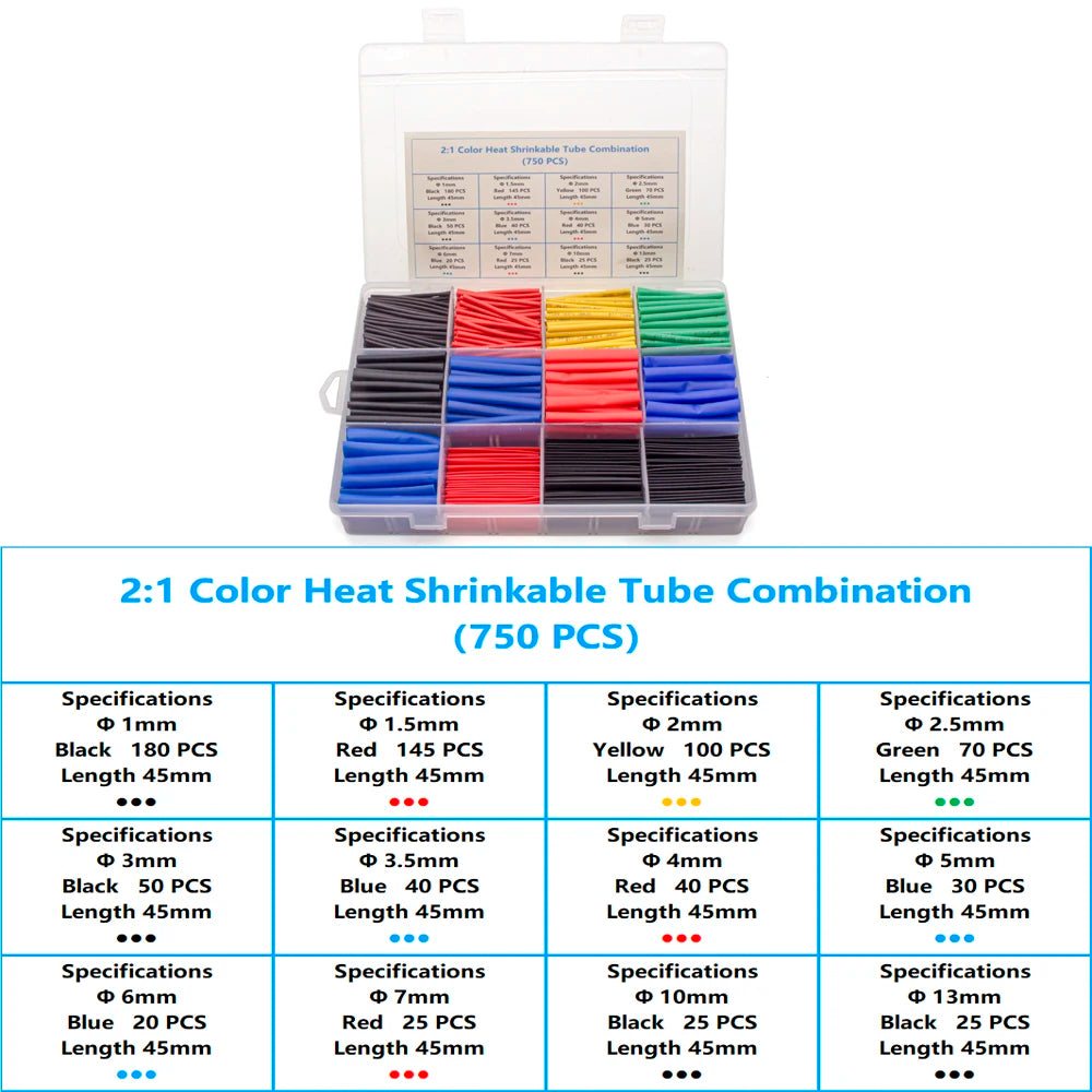 127-800 Pcs Boxed Heat Resistant Tubing Heat Shrinkable Tubing Heat Shrink Packaging Kit Electrical Connection Cable Protection